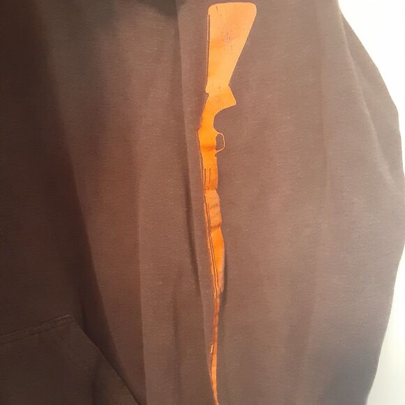 Browning Hoodie Mens XL Gray Orange Spellout Buck Logo Hunting Outdoors - Picture 3 of 10